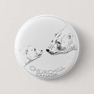 Badge Rond 5 Cm Churchill Souvenirs Ours Polaire Chemises & Cadeau