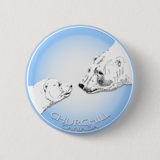 Badge Rond 5 Cm Churchill Souvenirs Ours Polaire Chemises & Cadeau (Devant)