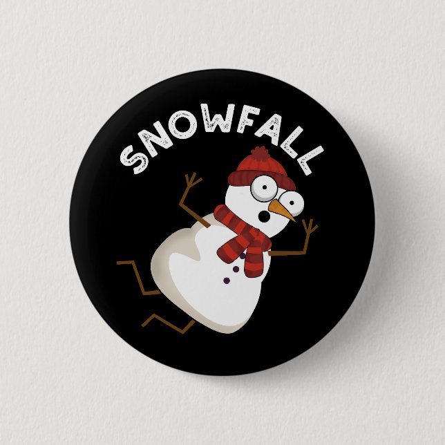 Badge Rond 5 Cm Chute de neige amusante Plume de neige foncé BG (Devant)