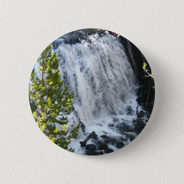 Badge Rond 5 Cm Chute d'eau de Yellowstone (Devant)