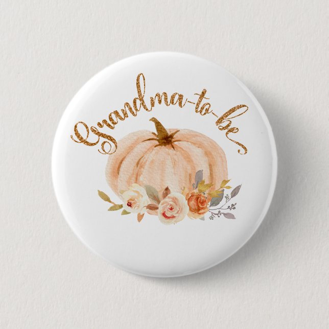 Badge Rond 5 Cm Chute feuille d'or citrouille floral Grandma être  (Devant)