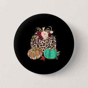Badge Rond 5 Cm Chute Leopard Cheetah Citrouille Rustique Hallowee