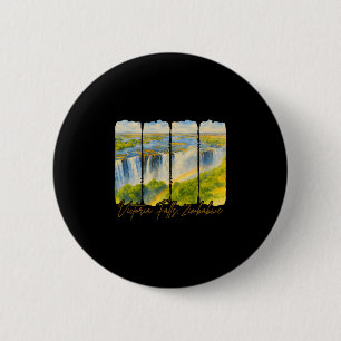Badge Rond 5 Cm Chutes Victoria Zimbwe Voyage Pinceau Victoria 