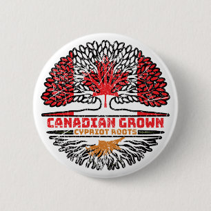Badge Rond 5 Cm Chypre Chypriote Canadian Canada Tree Roots