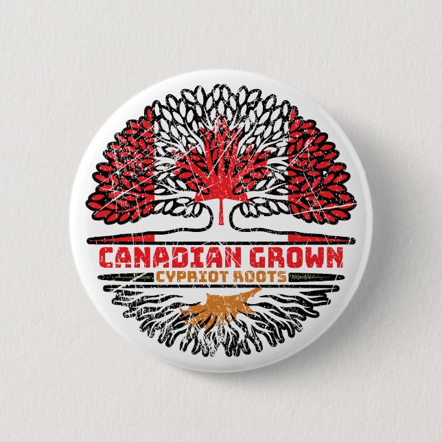 Badge Rond 5 Cm Chypre Chypriote Canadian Canada Tree Roots (Devant)