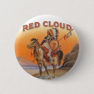 Badge Rond 5 Cm Cigar vintage Art Étiquette, Red Cloud Indian en c