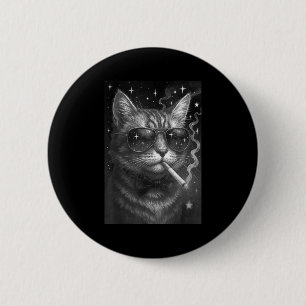 Badge Rond 5 Cm Cigarette Kitten Drôle Fumer Chat Mème Bra Stupide