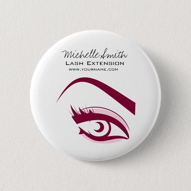 Badge Rond 5 Cm cils longs de l'oeil pourpre Icône d'extension Las (Devant)