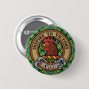 Badge Rond 5 Cm Cimier de coq Clan Currie sur Tartan