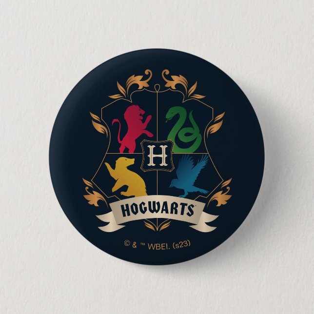 Badge Rond 5 Cm Cimier de maison Ornat HOGWARTS™ (Devant)