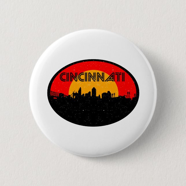 Badge Rond 5 Cm Cincinnati Red Black Oval City (Devant)