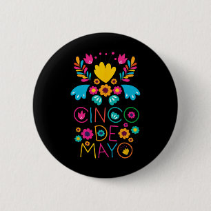Badge Rond 5 Cm Cinco De Mayo Avec Fleurs De Guitare Sombrero Mara