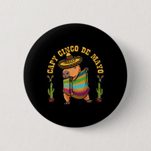Badge Rond 5 Cm Cinco De Mayo Capybyras Mexicaine Capybyra Enfants