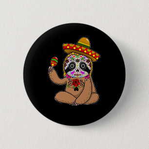 Badge Rond 5 Cm Cinco De Mayo Paresseux Halloween Mexicain Jour De