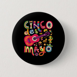 Badge Rond 5 Cm Cinco De Mayo Tee, Mexique Taco Guitar Fiesta Cinc