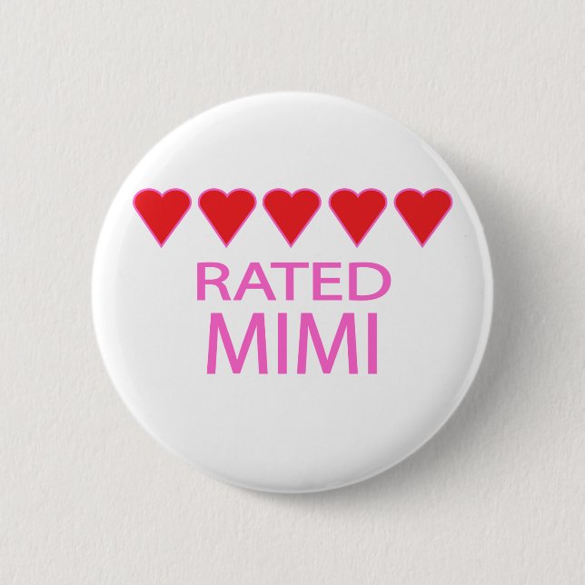 Badge Rond 5 Cm Cinq Cœur Mimi (Devant)