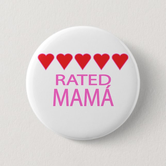 Badge Rond 5 Cm Cinq Coeurs Mamá (Devant)