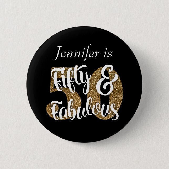 Badge Rond 5 Cm Cinquante et anniversaire fabuleux de parties (Devant)