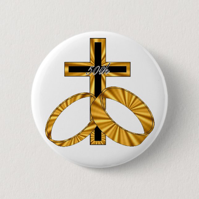 Badge Rond 5 Cm cinquantième Cadeaux d'anniversaire de mariage (Devant)