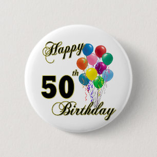 Badge Rond 5 Cm Cinquantième cadeaux d'anniversaire et habillement