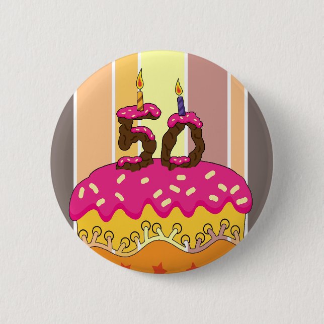Badge Rond 5 Cm cinquantième Insigne de Pin d'anniversaire pour (Devant)