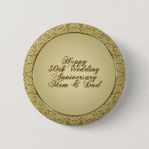 Badge Rond 5 Cm cinquantième Pin d'anniversaire de mariage