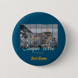 Badge Rond 5 Cm Cinque Terre Vernazza Italien Vintage Souvenir
