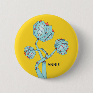 Badge Rond 5 Cm Circuit Board Mécanique Flowers Geek Nom de la fil