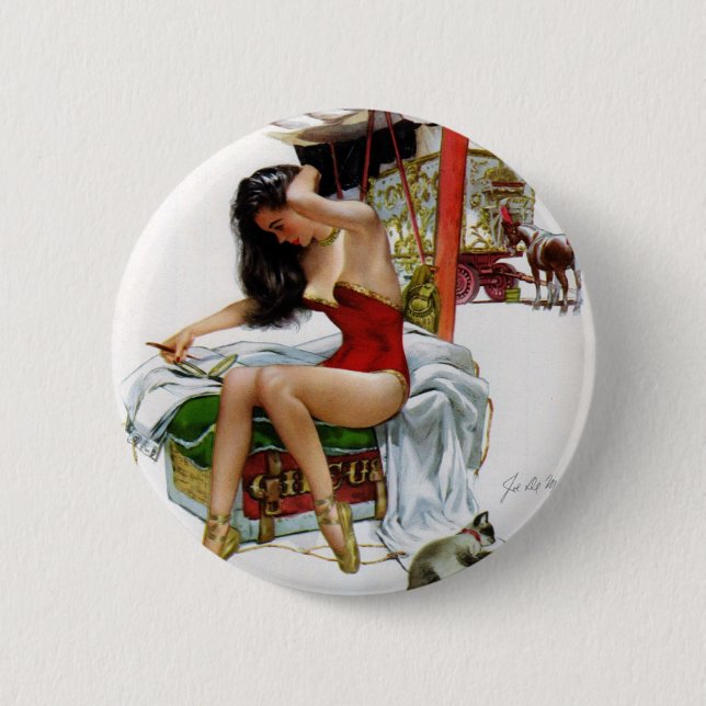 Badge Rond 5 Cm Cirque Beauté Art Vintage Pin-Up Girl (Devant)