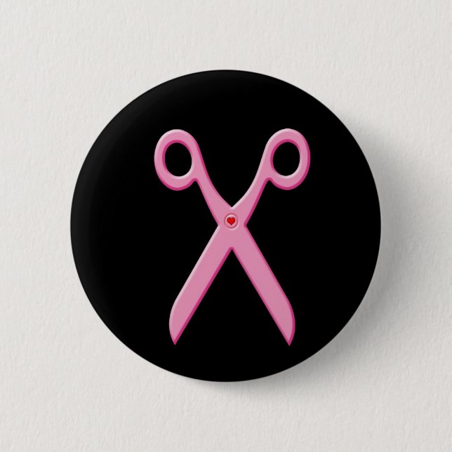 Badge Rond 5 Cm Ciseaux (Devant)