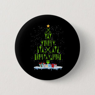 Badge Rond 5 Cm Ciseaux Cheveux Arbre de Noël Drôle Coiffeur Xma