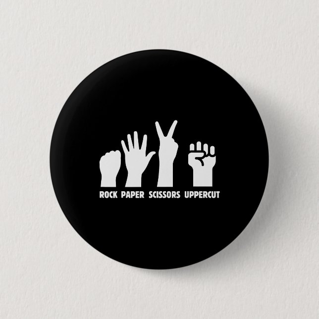 Badge Rond 5 Cm Ciseaux de roche papier - Boxe à découpe supérieur (Devant)