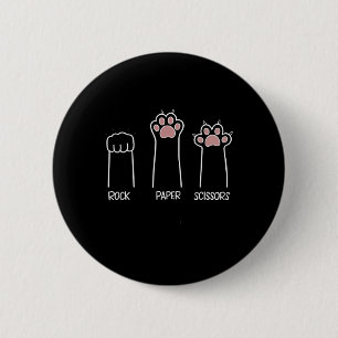 Badge Rond 5 Cm Ciseaux Papier Rocher Paw Game Chat Aimer Animal E