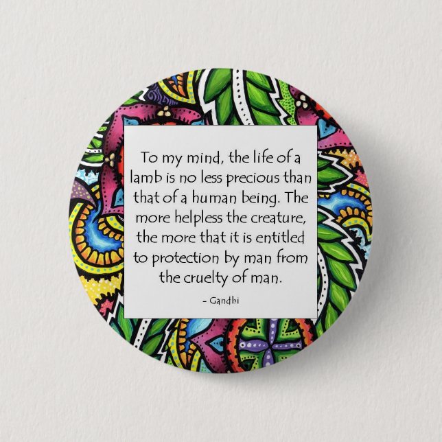 Badge Rond 5 Cm Citation animale de Gandhi (Devant)