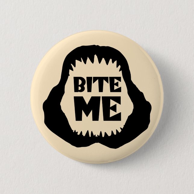 Badge Rond 5 Cm Citation Bite me - Requin Jaws (Devant)