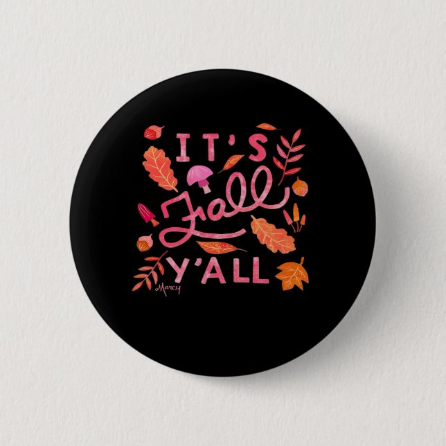 Badge Rond 5 Cm Citation d’automne à la main avec Le (Devant)