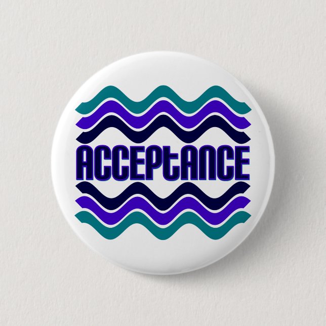 Badge Rond 5 Cm Citation d'acceptation en graphique bleu vert viol (Devant)