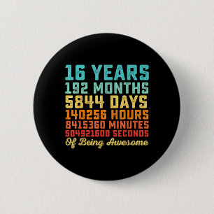 Badge Rond 5 Cm Citation d'anniversaire drôle de 16 ans B-Day Math
