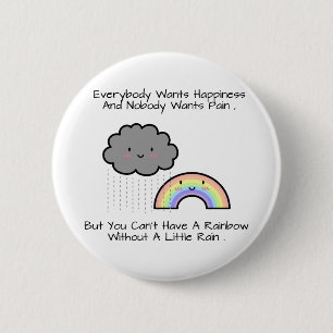 Badge Rond 5 Cm Citation de bonheur de nuage de pluie arc-en-ciel 