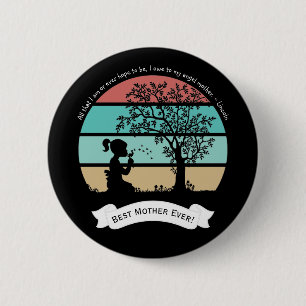 Badge Rond 5 Cm Citation de la fête des mères assise sous l'arbre
