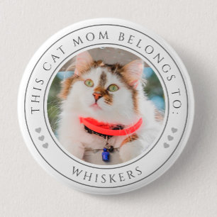 Badge Rond 5 Cm Citation de maman de chat, Photo personnalisée ave