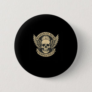 Badge Rond 5 Cm Citation de Memento Mori Tempus Fugit Latin stoïqu