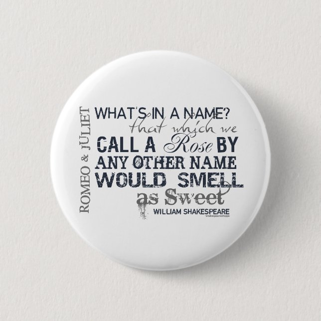 Badge Rond 5 Cm Citation de nom de Romeo et de Juliet (Devant)