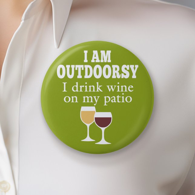 Badge Rond 5 Cm Citation de vin amusant - Je bois du vin sur mon p (Funny Wine Button)