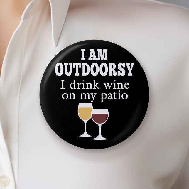Badge Rond 5 Cm Citation de vin amusant - Je bois du vin sur mon p (Funny Wine Button)