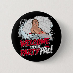 Badge Rond 5 Cm Citation drôle, Bienvenue à la fête ! Cartoon de N