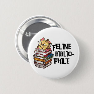Badge Rond 5 Cm Citation drôle de chat amateur de livres Félin bib
