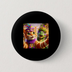 Badge Rond 5 Cm Citation drôle de Mardi Gras de selfie de chat de