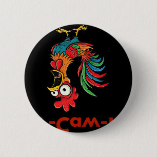 Badge Rond 5 Cm Citation drôle de poulet F-caw-f Coq drôle
