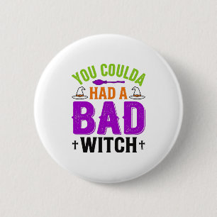 Badge Rond 5 Cm Citation drôle de sorcière méchante Halloween Vect